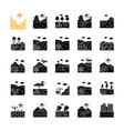 land types black glyph icons set on white space vector image