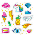 retro stickers cute colored sweet kissing jacket vector image