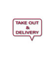 take out delivery text written in drop shadow vector image
