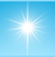 white glowing light burst sun on blue sky vector image