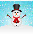 cartoon funny snowman in forest vector image vector image