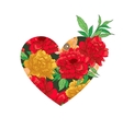 heart with leaves and flowers vector image