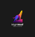 logo night wolf gradient colorful vector image