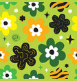colorful retro and abstract spring daisies pattern vector image