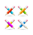 realistic detailed 3d color crossed pencils set vector image vector image