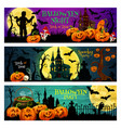 halloween night party banner with spooky house vector image