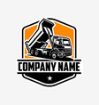 premium dump truck company emblem logo art vector image