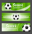 soccer stylized banners with ball football symbol vector image