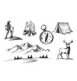man with backpack mountain and nature travel vector image vector image