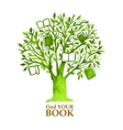 watercolor green tree with hunging books vector image vector image
