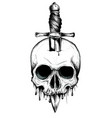 a knife through skull simple skull face series vector image