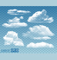 set of realistic transparent cloudsin blue sky vector image vector image