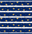 gold heart seamless pattern blue-white geometric vector image