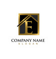 gold letter e house logo vector image vector image