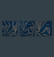 set of gold line leaf cards square luxury vector image vector image