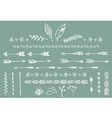 hand drawn vintage arrows feathers dividers vector image