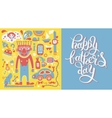 happy fathers day greeting card with hand vector image
