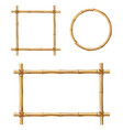 bamboo frames isolated wooden borders set vector image