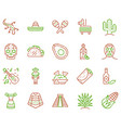 mexico items color linear icons set vector image vector image