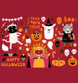 big halloween with cute animals vector image