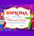 kids education diploma certificate with clowns vector image