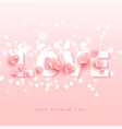 minimal volumetric text with 3d love shapes vector image
