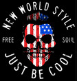hipster skull with usa flag vector image