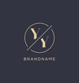 initial letter yy logo with simple circle line vector image
