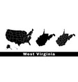 west virginia state map usa set vector image