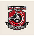 colorful logo emblem a ninja holding katana vector image