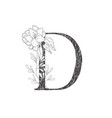 floral botanical alphabet letter with plants vector image