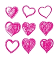 hand drawn hearts vector image vector image