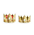 realistic king and queen crowns 3d golden royal vector image vector image