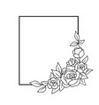 frame with roses rectangular vector image