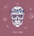 magic witchcraft taros card with human skull vector image