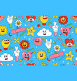 cartoon characters background seamless pattern vector image