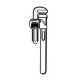monochrome line contour of pipe wrench tool vector image