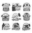 blacksmith profession icons isolated set vector image