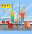 family on the airport vector image