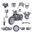 vintage motorcycle elements collection vector image vector image