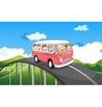 a school bus with kids travelling vector image vector image