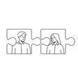 puzzles with man and woman connecting vector image vector image