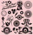set of flower symbols icons and signs vector image