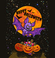 cartoon halloween poster cute fanny vampire bat vector image vector image