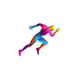 paper cut shape sports man running 3d origami vector image
