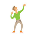 dancing man stretching arms up isolated character vector image