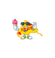 chinese gold kite mascot cartoon with ice cream vector image