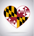 maryland md state flag in heart shape symbol vector image