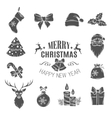 set monochrome christmas icons vector image