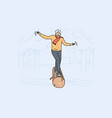 smiling elderly man walk on wood log vector image vector image